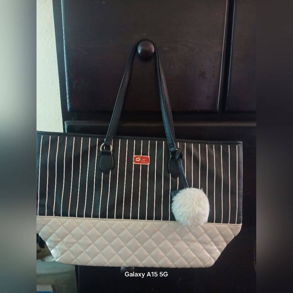 Betsey Jhonson Striped Quilted Tote Bag
